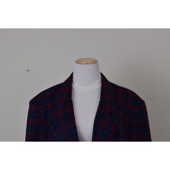 Vintage 80s Purple Plaid/Polyester Women Blazer by Cricket Lane - Picture 7 of 9